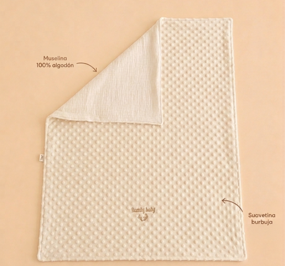 MUSELINA 100% ALGODÓN & SUAVETINA BURBUJA MARFIL