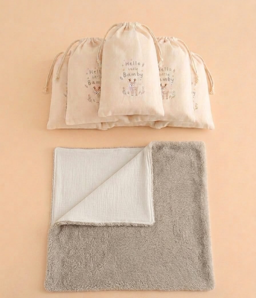 MUSELINA 100% ALGODÓN & BORREGO GRIS
